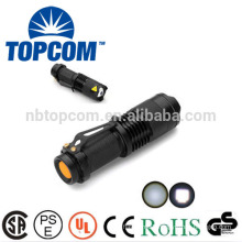 powerful long range cree led clip zooming led flashlight